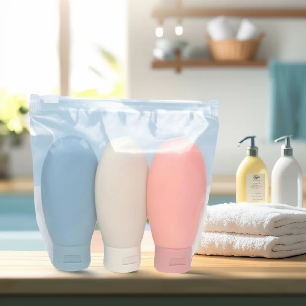 Bouteilles de voyage rechargeables en PE de 60ml, 3 pièces, pour shampoing, Gel douche, emballage, maquillage, accessoires de beauté