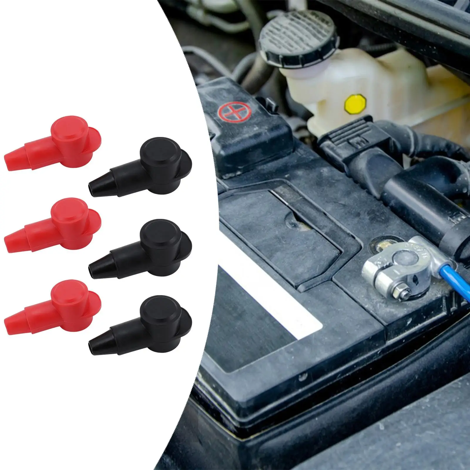 

6 Pieces Battery Terminal Covers Protective Red and Black PVC Battery Clamp