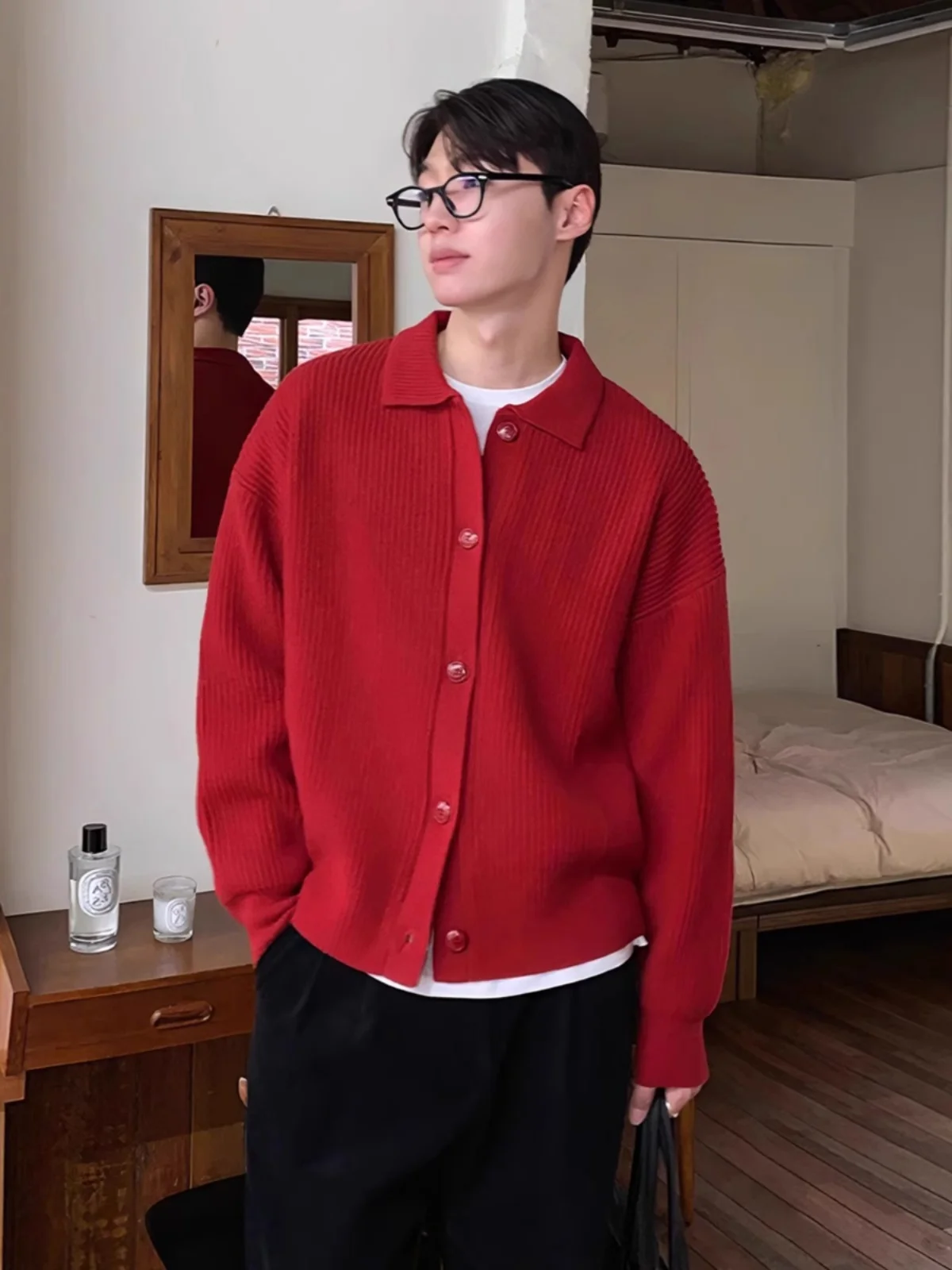 Red Knitted Open Ca… - image