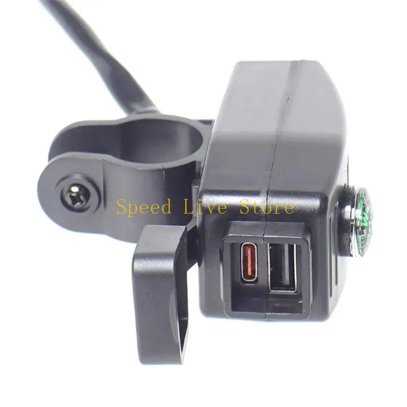 547C Waterproof ABS Motorcycle USB Chargers With Double Ports And Built In Compasses