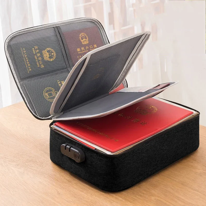 Multifunctional Briefcase Office Waterproof Document Storage Bag Business Trip Bank Card Passport Organizer Travel Accessory