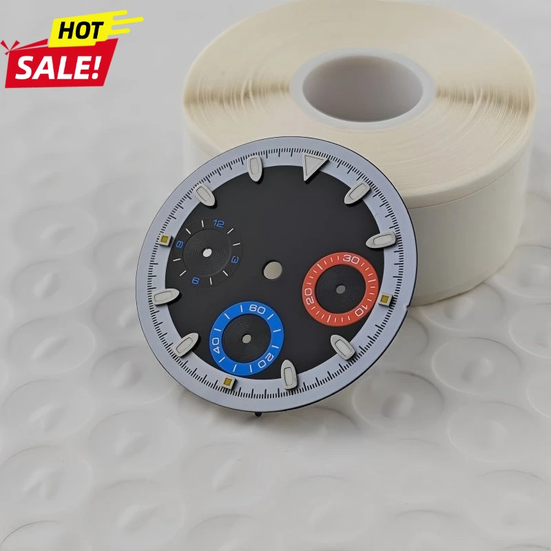 29.5mm VK63 Panda Dial Gem-Set Watch Face No Logo Green Lume Suitable For Seiko Quartz Movement Case Modify Parts Accessories