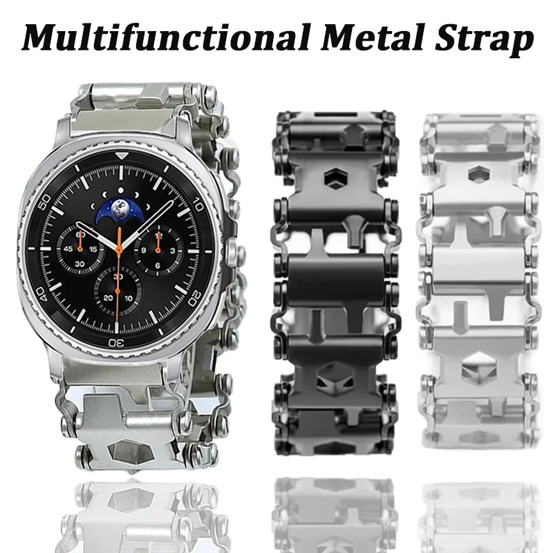 For Samsung Galaxy Watch 9 8 40/44mm/Classic 46mm Outdoor Multifunctional Metal Strap Bracelet Galaxy Watch Ultra 2025 47mm Band