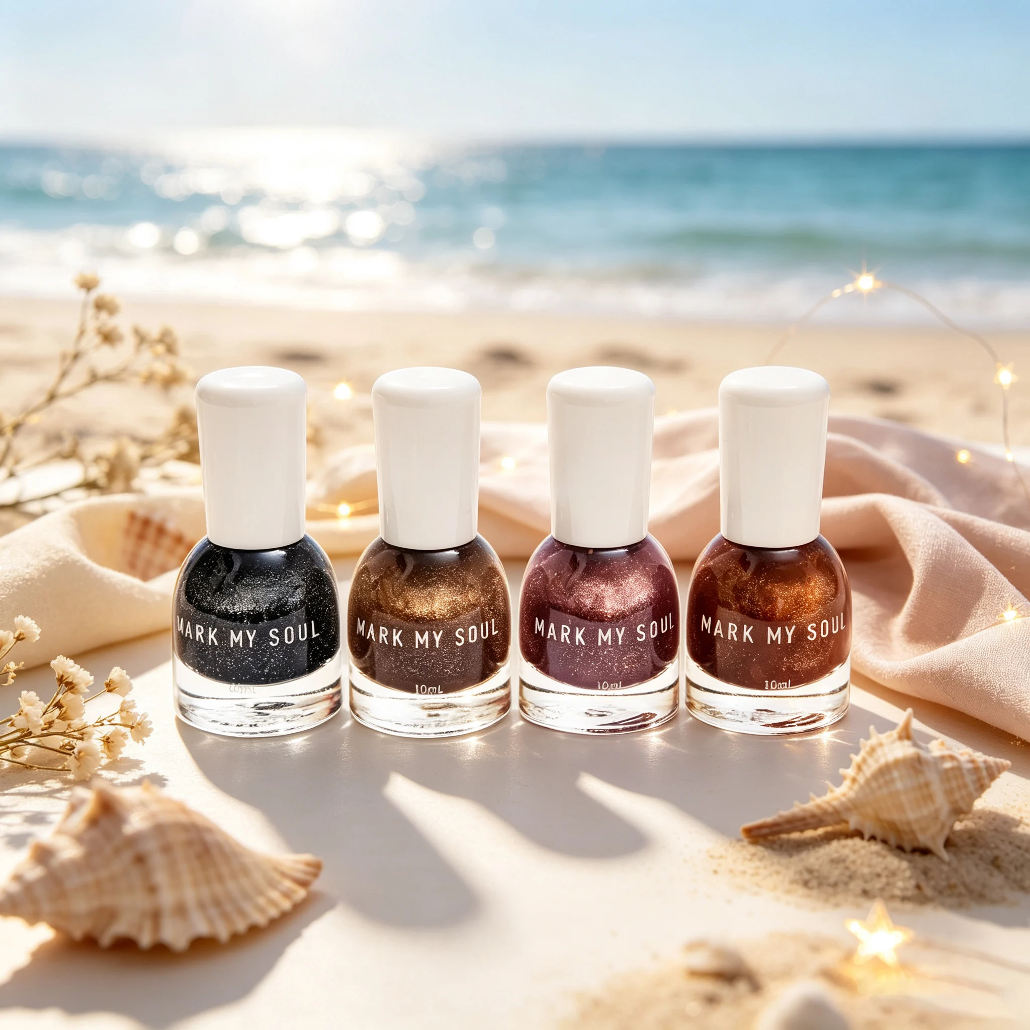 4pcs Golden Star Magnetic Cat Eye, MARK MY SOUL No UV Lamp Nail Polish Set S128/S132/S137/S167,Quick Dry Non Peel Off