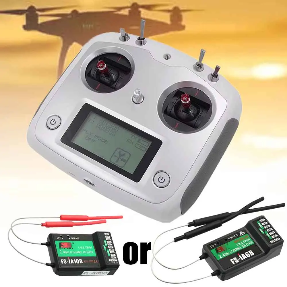 Flysky FS-I6S FS I6S 10CH 2.4G RC Quadcopter Transmitter Controller Set W/Receiver FS-iA6B or FS-IA10B W/Change Mode Gift