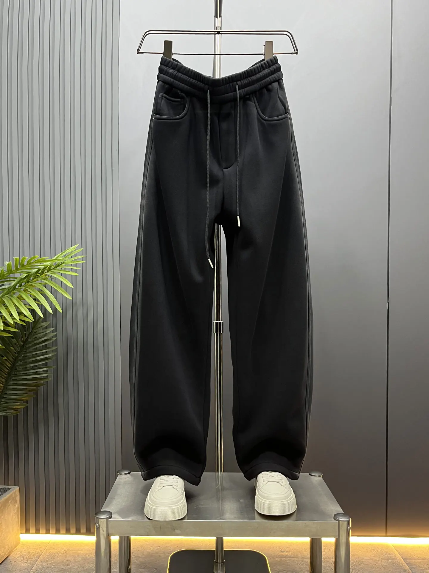 

Bla Loose Wide Leg Pants Men Winter 2025 Dstring Casual Sports Trousers Fce Lined Straight Cut American Sle