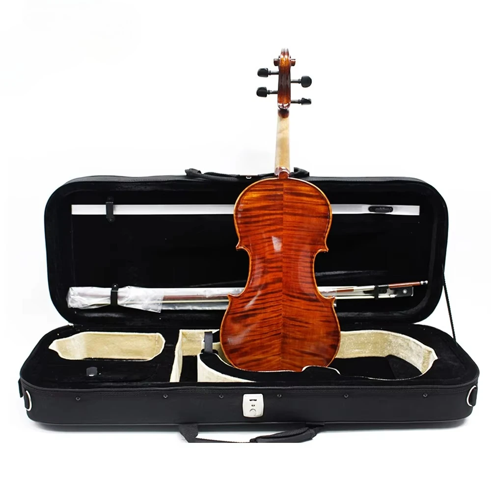 Handmade Professional Natural Flame Maple Viola 15‑16 Inch With Case And Strings 4 String Instrument