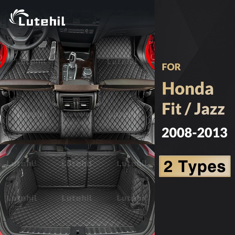 Lutehil Car Floor Mats For Honda Fit Jazz 2008 2009 2010 2011 2012 2013 Car Trunk Mat Foot Pads Carpet interior accessories