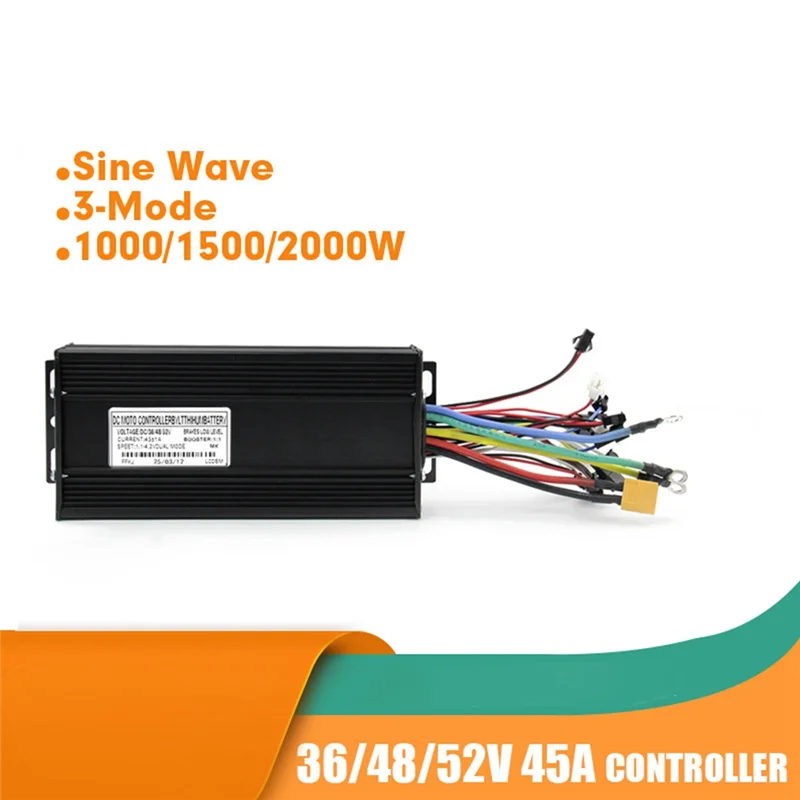 B48B-Ebike E-سكوتر متوافق 36/48 فولت 52 فولت 45A 1000/1500/2000 واط ثلاثة وضع موجة جيبية فرش تحكم للدراجات الكهربائية #2