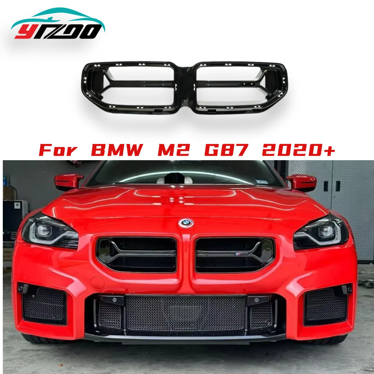 

For BMW G87 M2 2022-2023 Coupe 2-Door Real Dry Carbon Fiber Car Upper Bumper Grille Hood Cover Mesh Grid Body Kit