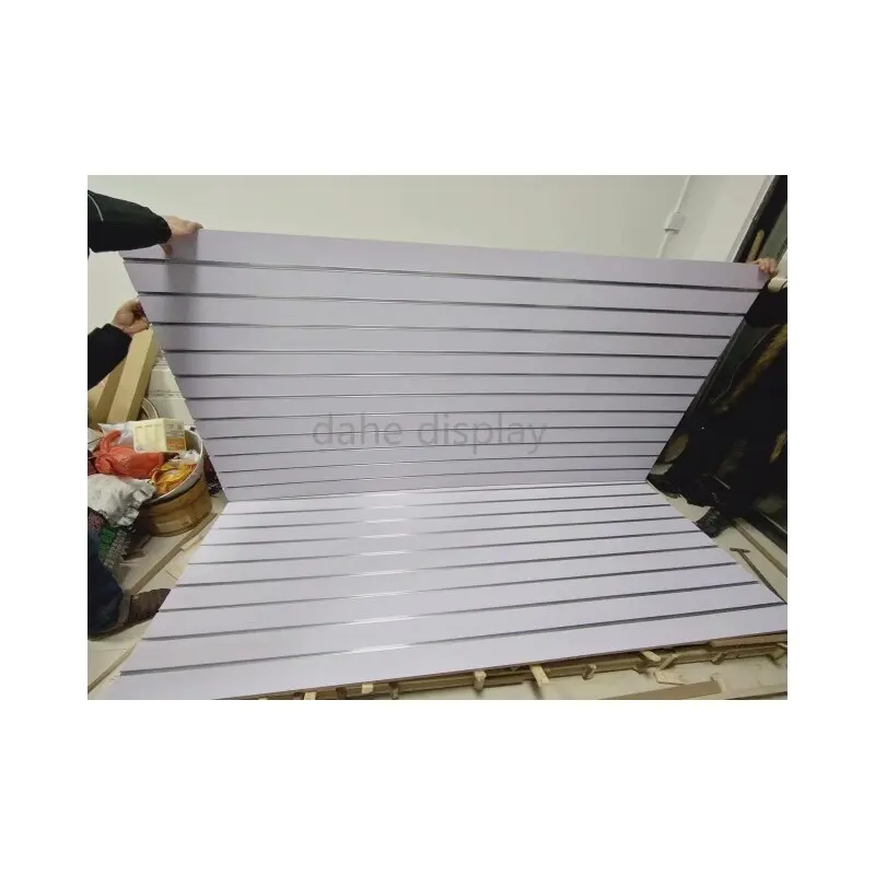 Custom. 18mm Melamine-Faced Slot Board MDF Slat Wall Panel Sturdy Display Rack for Musical Instrument Display for Showcases