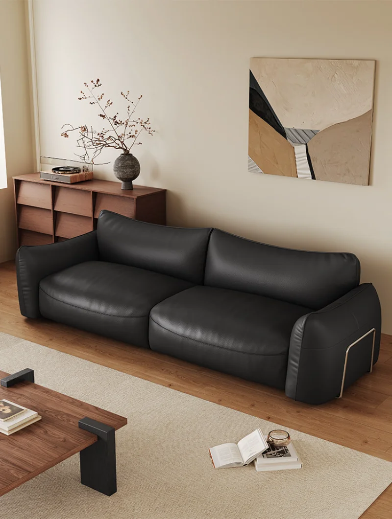 DSA antique black sofa small apartment living room retro straight sofa