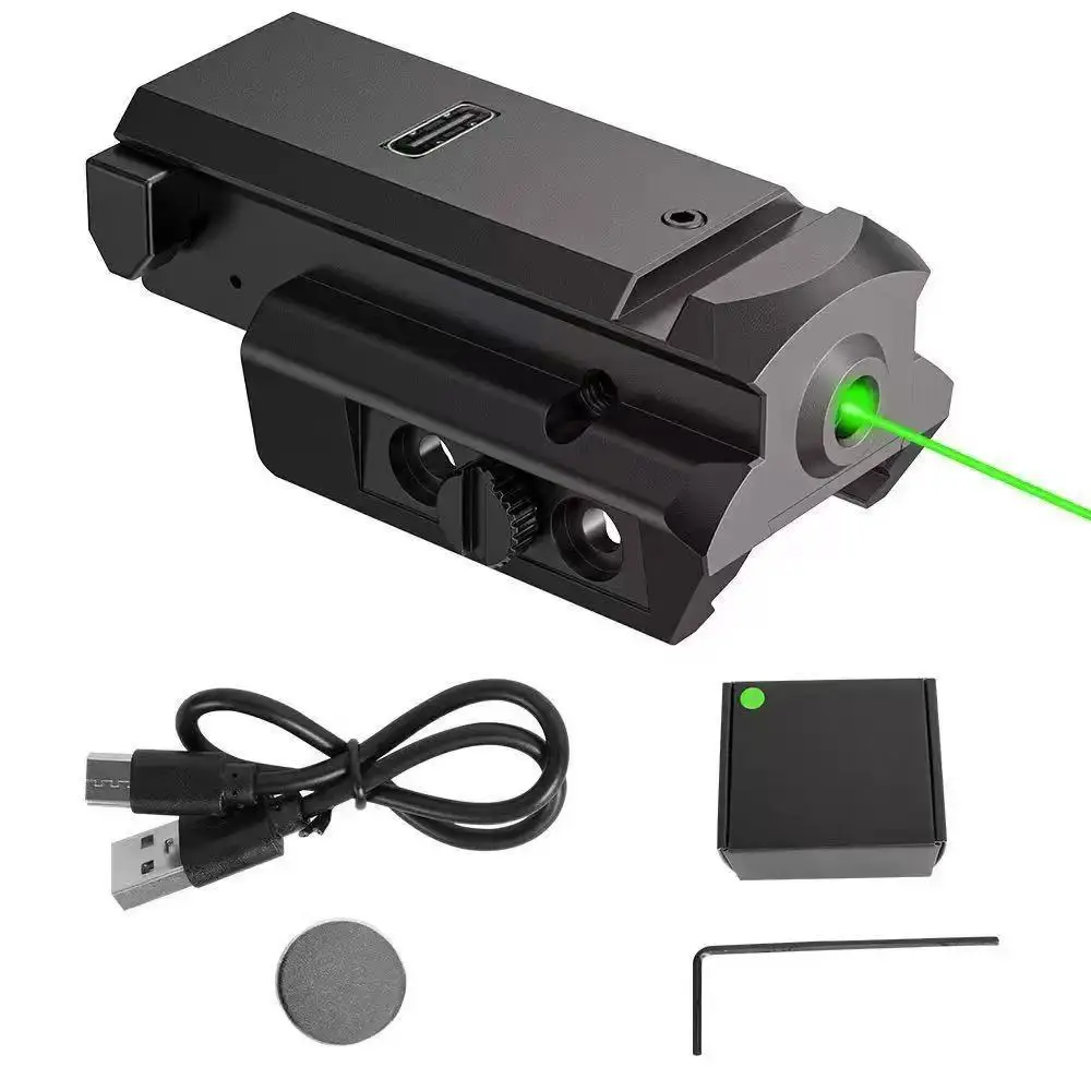

Перезаряжаемый тактический лазерный прицел USB (зеленый/красный), регулируемый, миниатюрный, для тренировок по стрельбе по мишеням.