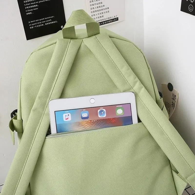 Mochila escolar de lona para niñas y mujeres, bolsa de viaje para estudiantes, para exteriores, 5 unidades por juego