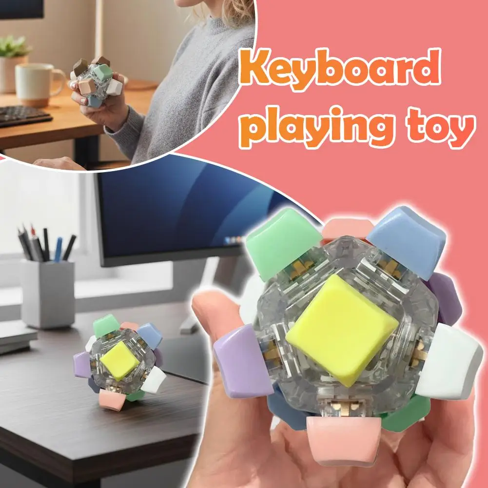 Relieve Adhd Decoration Creative Stress Reliever 12 Key Flashing Light Stress Relieving Keyboard Ball Fingertip Pressing Gift