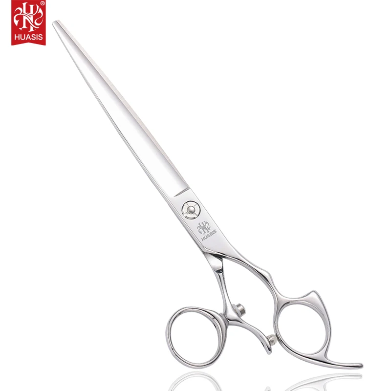 HUASIS HU2 7.5inch Straight Scissors with Swivel Single Thumb Ring Japan 440C Shear for Dog Grooming Free Ship