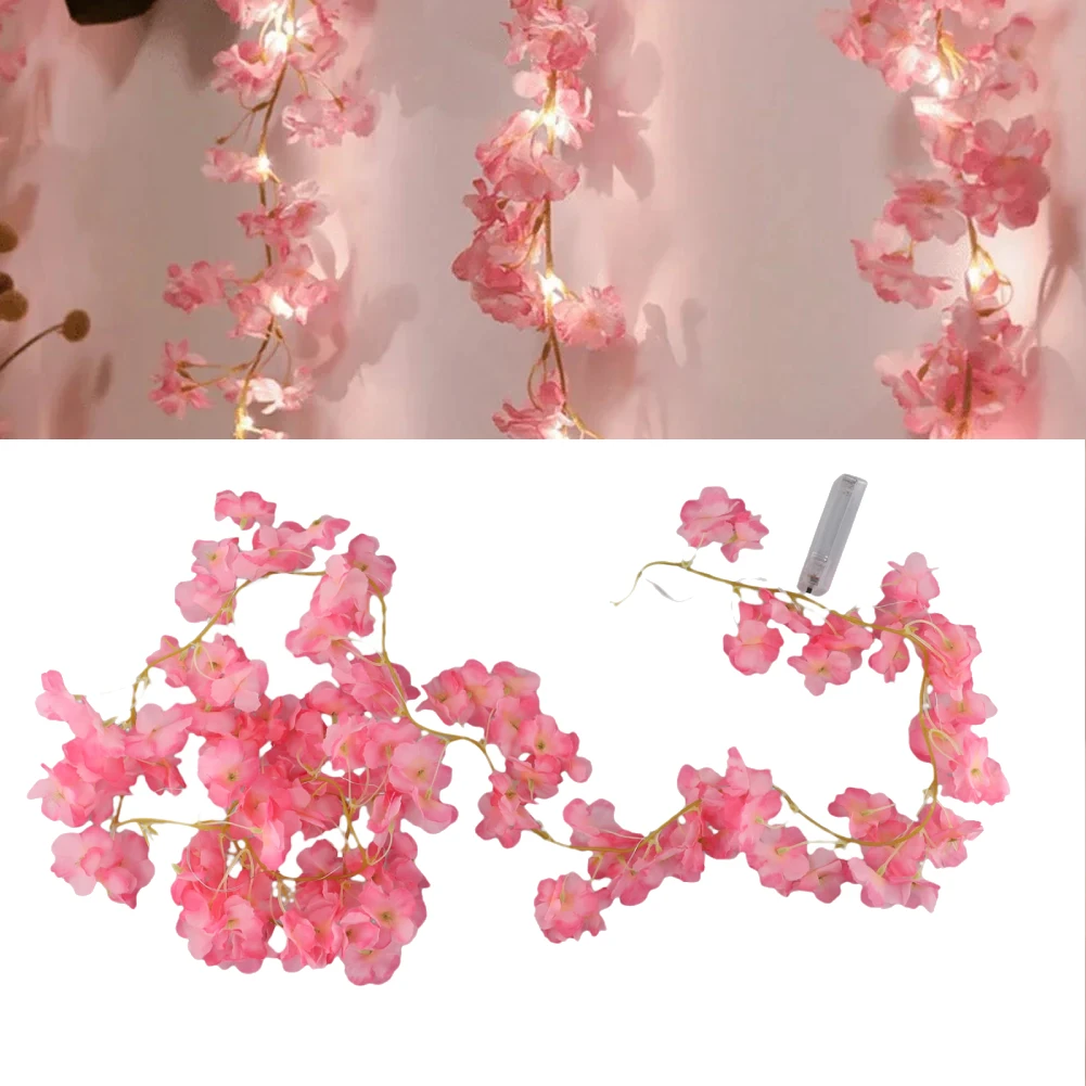 2M Cherry-Blossom String Light 20LED Garland Artificial Flower Garland Vines Fairy Lights For Bedroom Wedding Party Decoration