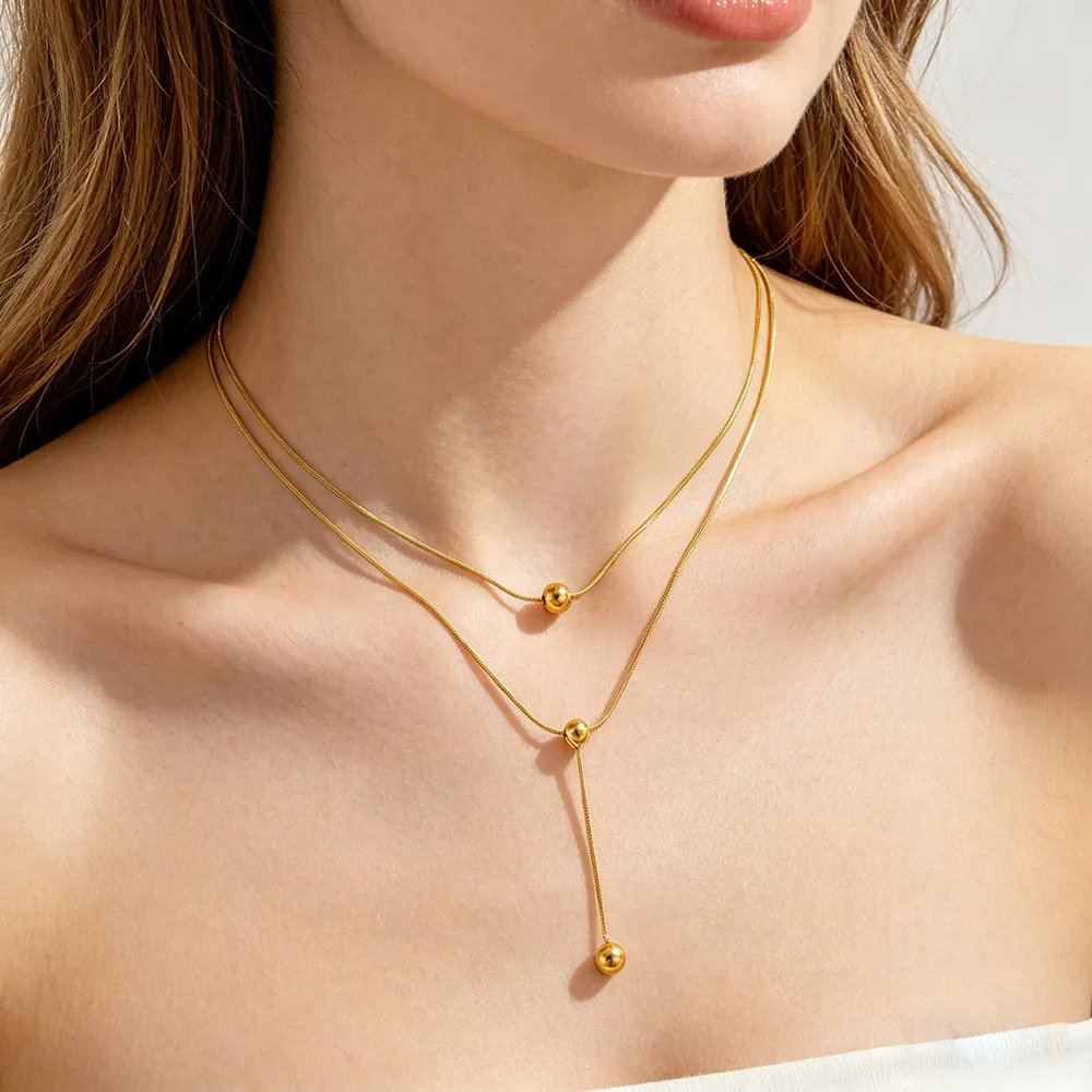 Stainless Steel Double-layer Chain Necklaces For Women Mother Day Girlfriend Christmas Birthday Wedding Fashion Choice Jewelry