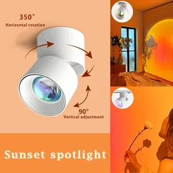 Spot Led Sunset Projection Lamp Surface Mounted Down Light for Living Room Decor 110V 220V COB Recessed Downlight Led Spotlight