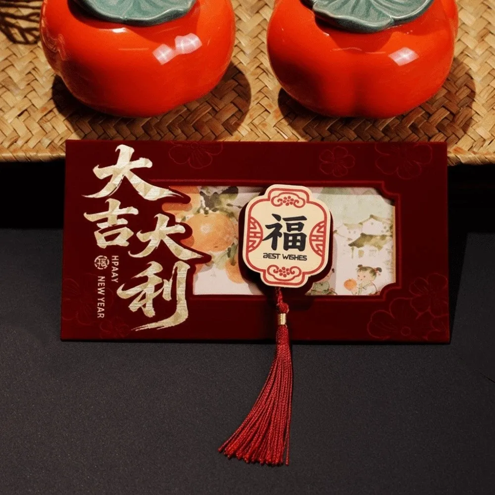

Lucky Pocket Chinese Style Red Envelope Thickened Blessing Lucky Money Bag with Tassels Traditional Red Packets Chinese New Year