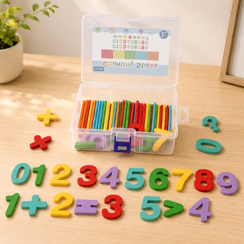 Wooden Colorful Counting Sticks Mathematics Addition Subtraction Teaching Aids Learning Educational Montessori Toy For Kids
