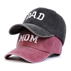 Unisex DAD MOM Letter Embroidery Wash Baseball Caps Spring and Autumn Outdoor Adjustable Casual Hats Sunscreen Hat