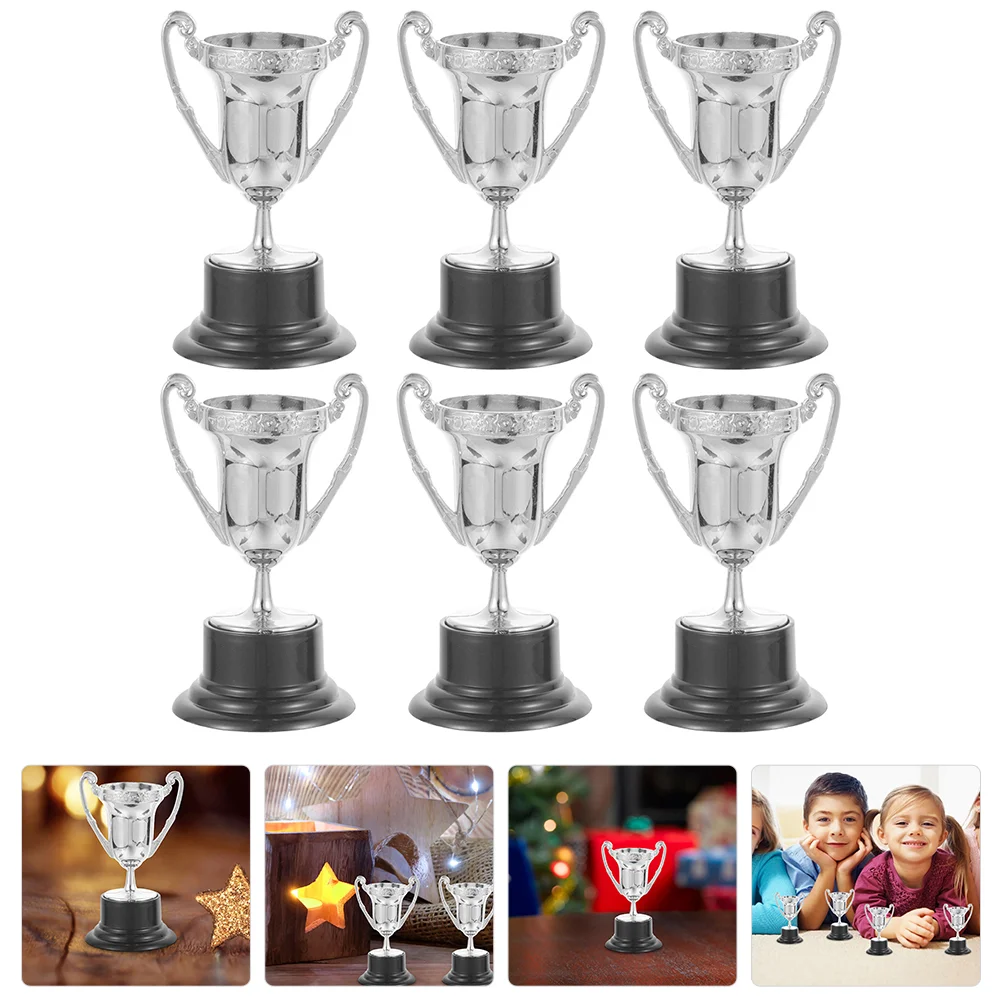 6 Pcs Mini Trophy Ornament Props Toys for Kids Gold Decor Plastic Adornments Reward Ornaments Child