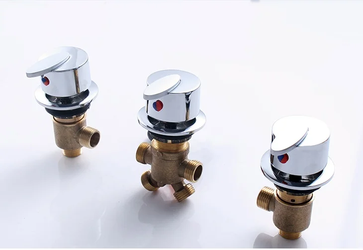 Free shipping copper split - style massage five - piece water faucet hot and cold water switch valve  accessories 3PCS/LOT