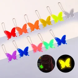 10PCS Butterfly Reflective Pendants Reflective PVC Butterfly Hanging Decoration Schoolbag Luggage Keychain