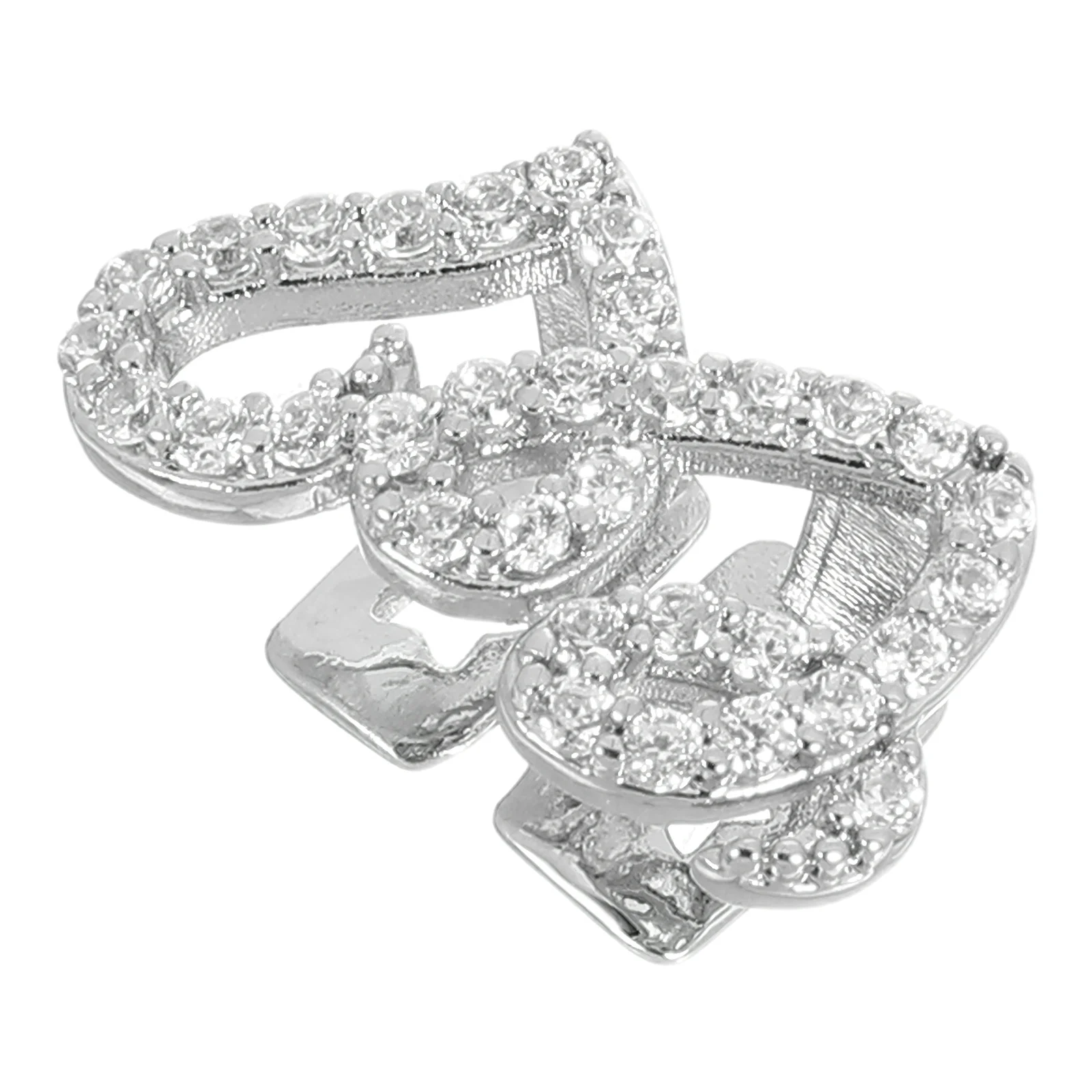 

Dazzling Double Heart Tooth Grill Cap Sparkling Rhinestone Mouth Jewelry Hip Hop Teeth Caps Rapper Accessories Trendy Decor