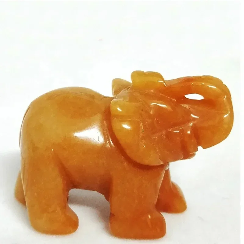 Jade Stone Craving Lucky Elephant Feng Shui Statue Figurine Home Office Ornaments