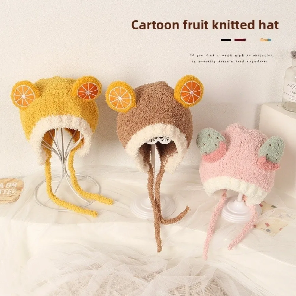 

Kawaii Fleece Fruit Ear Hat Plush Winter Baby Beanie Cap Thick Soft Ear Protection Hat Toddler