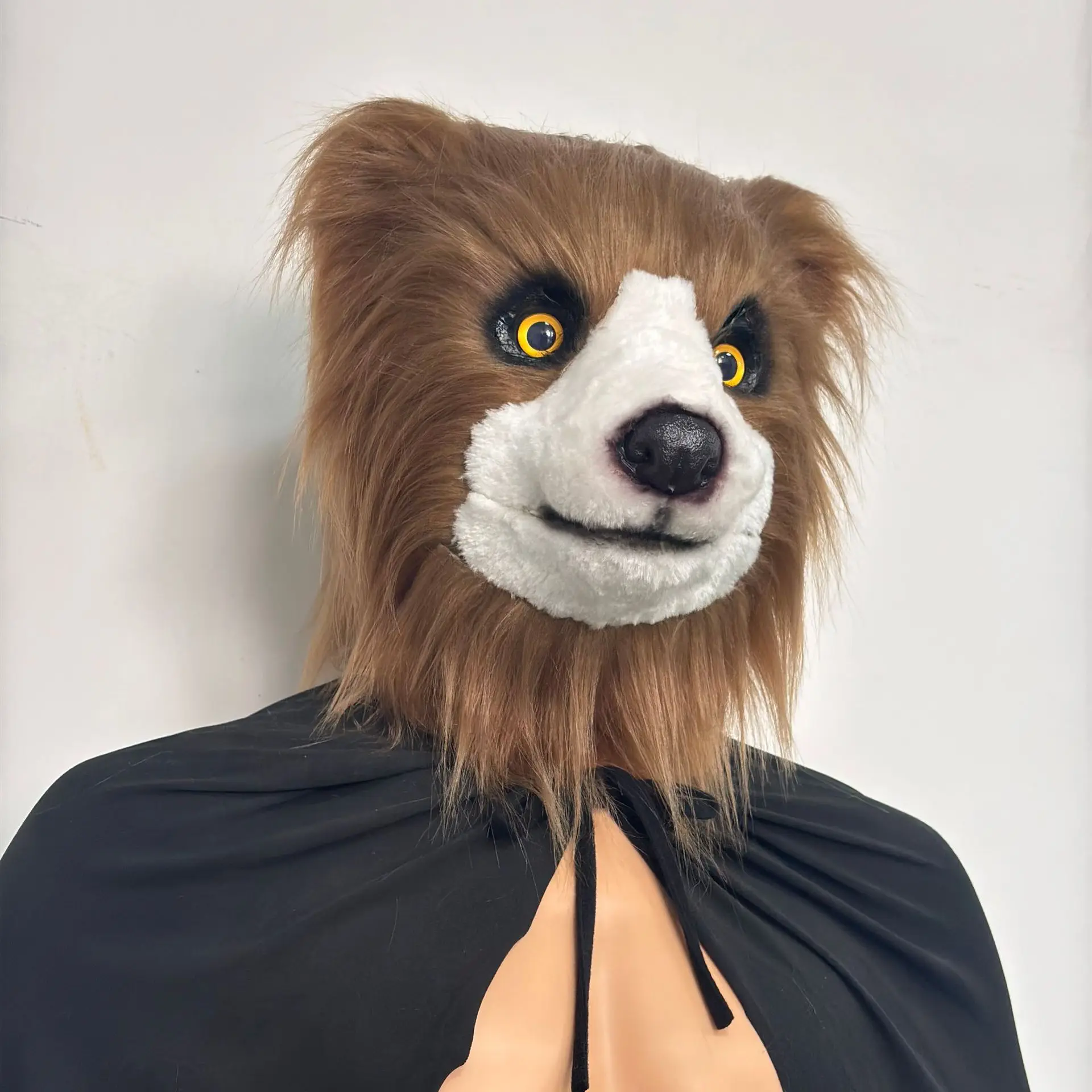 Realistische Plüsch-Hundemasken für den ganzen Kopf, pelzige Tiermaske, Erwachsenen-Cosplay-Kostüm-Requisite, Halloween-Karneval-Maskerade-Party-Maske – Detail 2