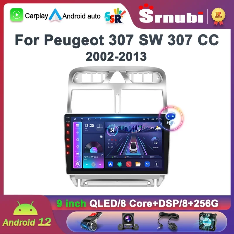 

Srnubi Android12 Car Radio for Peugeot 307 CC SW 2002 - 2013 Multimedia Navigation Player 2Din GPS Carplay autoradio Head Unit