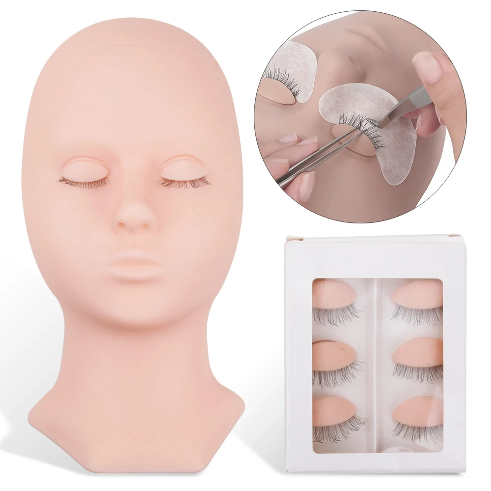 

Training Lash Mannequin Heads With Eyelid Kit Professional Practice Eyelash Extension Head Silicone Model Grafting Lashes Tools