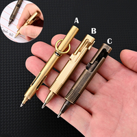 Outdoors EDC Brass Writing Tools Cylindrical Bolt Ballpoint Pen Mini Keychain Business Signature Stationery Gift Pen EDC