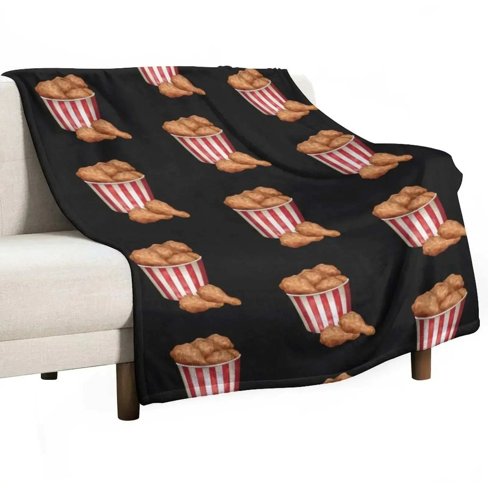 Bucket of Fried Crispy Chicken Throw Blanket Decorative Throw halloween Blankets