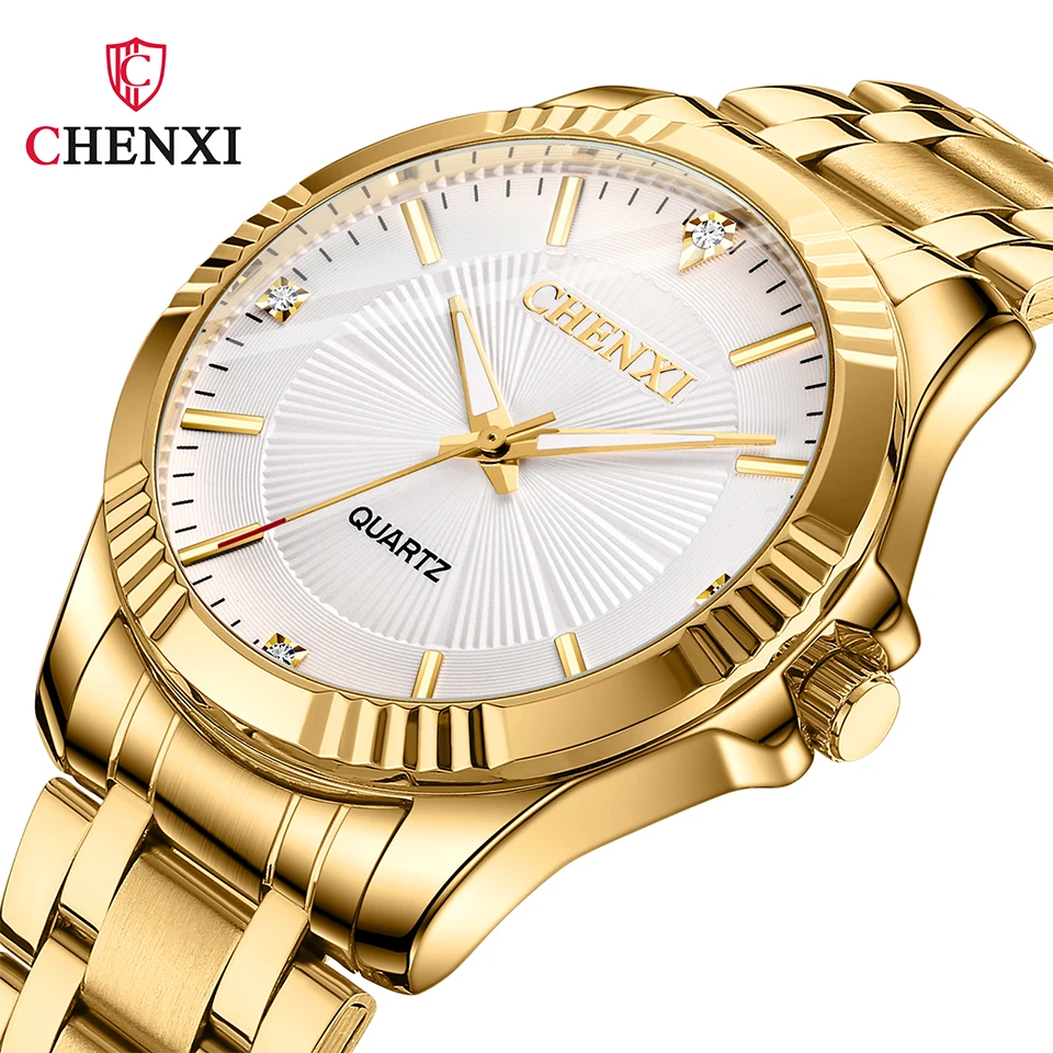 2023 CHENXI Fashion Men Women Couple Watch New Gold Luxury Watches Luminous Hands Waterproof Golden Couple Watches Free Shipping