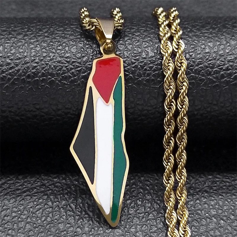 2024 New Israel and Palestine map pendant Necklace Necklace Stainless steel chain collarbone chain jewelry