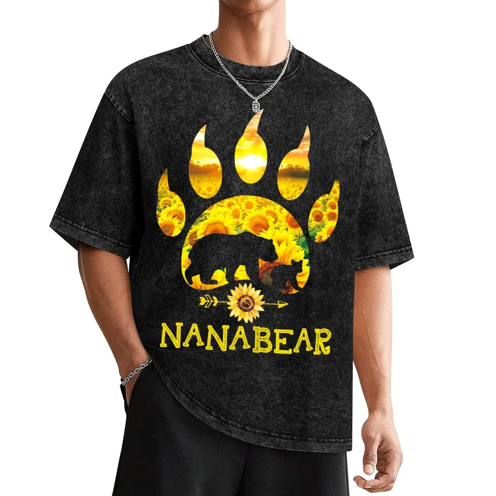 Nana Bear Sunflower Mother's Day T-Shirt boys whites boys animal print hippie clothes tees mens clothes