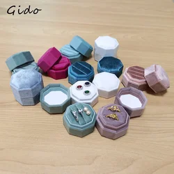 Velvet Ring Box Round Octagonal Ring Box Manufacturers Wholesale Box Proposal Three Rings Box Can Print Logo