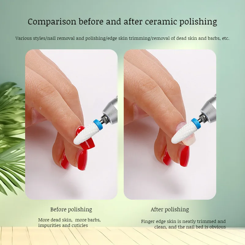 Household ceramic cylindrical conical manicure tool for removing dead skin and polishing nails