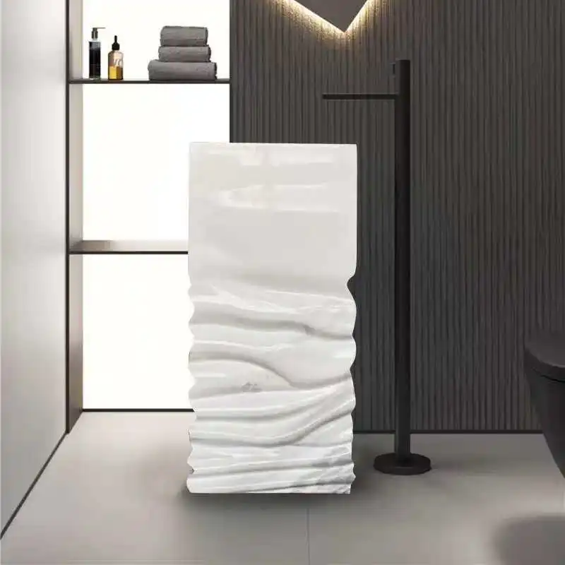 

Мраморный цилиндрический умывальник от пола до потолка для отелей, европейских ванных комнат и балконов