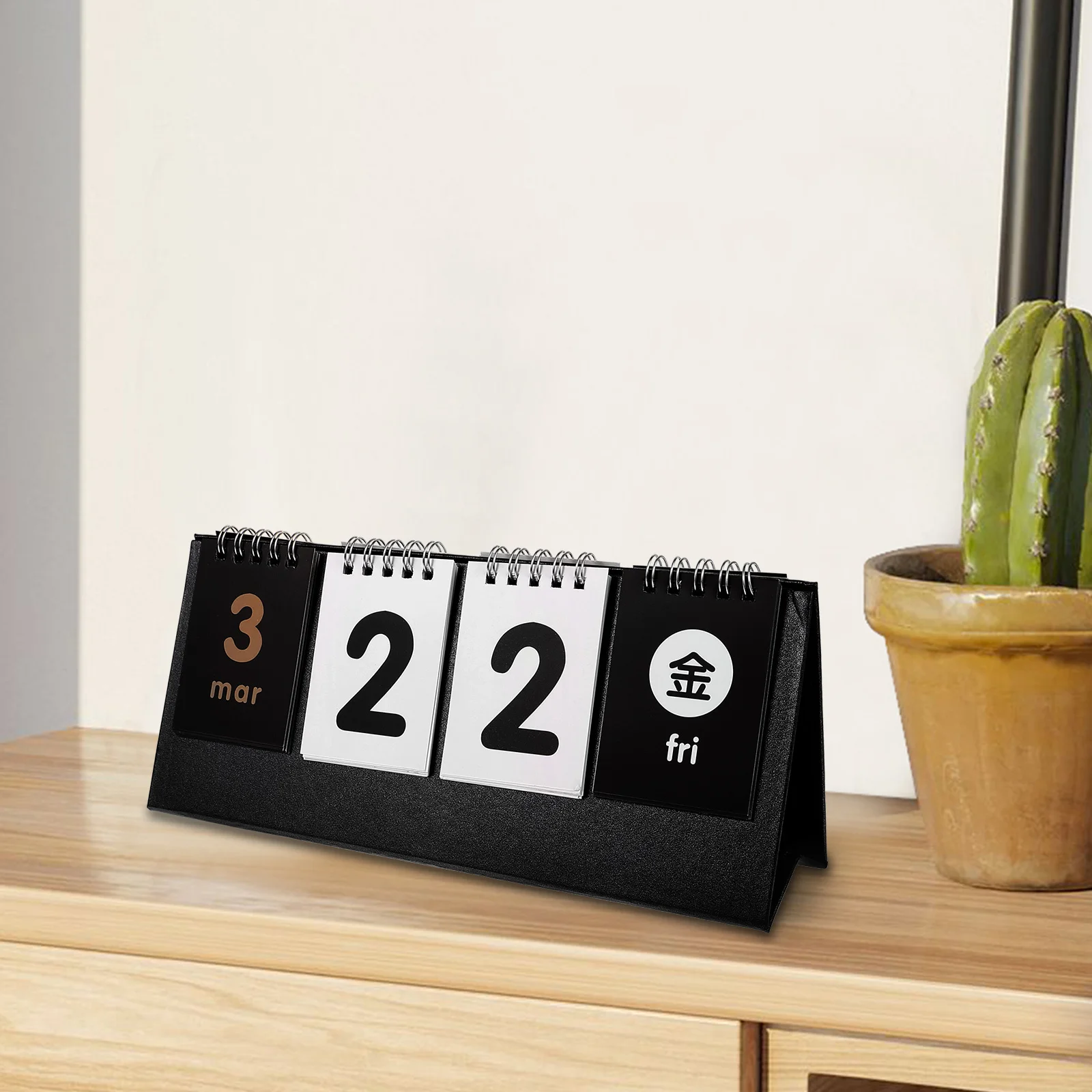 Reversibler Flip-Seiten-Tischkalender, schwarz, moderner Countdown-Desktop-Umfangskalender für den Druck von Büro- und Heimdekorationen