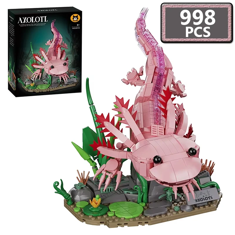 

998PCS Creative Aquatic Amphibian Axolotl Model Building Blocks Salamander Construction Bricks Toy Gift For Children Adult
