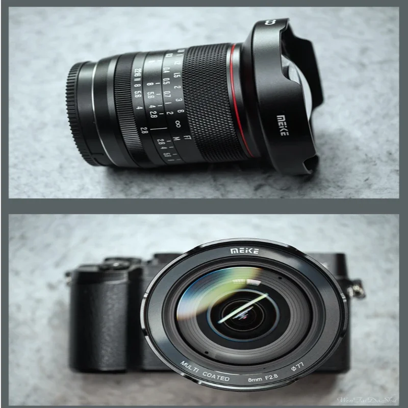 Meike MK-0828CFMF-MFT 8 مللي متر f2.8 عدسة تصوير يدوية بزاوية واسعة للغاية M4/3 إطار كاميرا بدون مرآة قياسية برايم