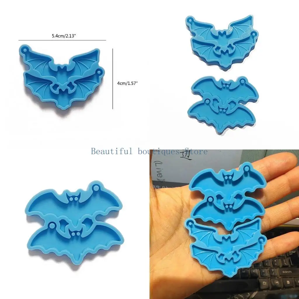 U4LF 2pcs Schlüsselbundformpendelform mit Löchern Fledermausform-Handwerkzeugschlüsselketten-Dekoration Silikonmaterial für