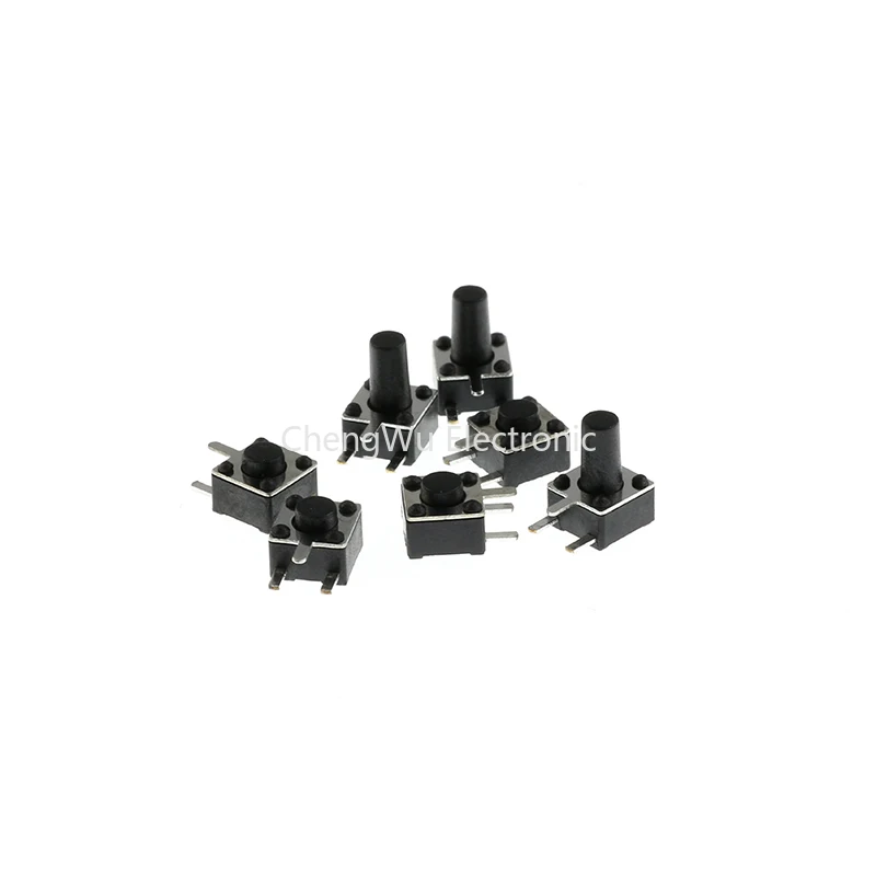 100pcs/lot Micro Push Button Switch 4.5*4.5mm Momentary Tactile Tact Switch DIP Side 3 Pin 4.5x4.5x3.8/4.3/5/6/7/8 mm