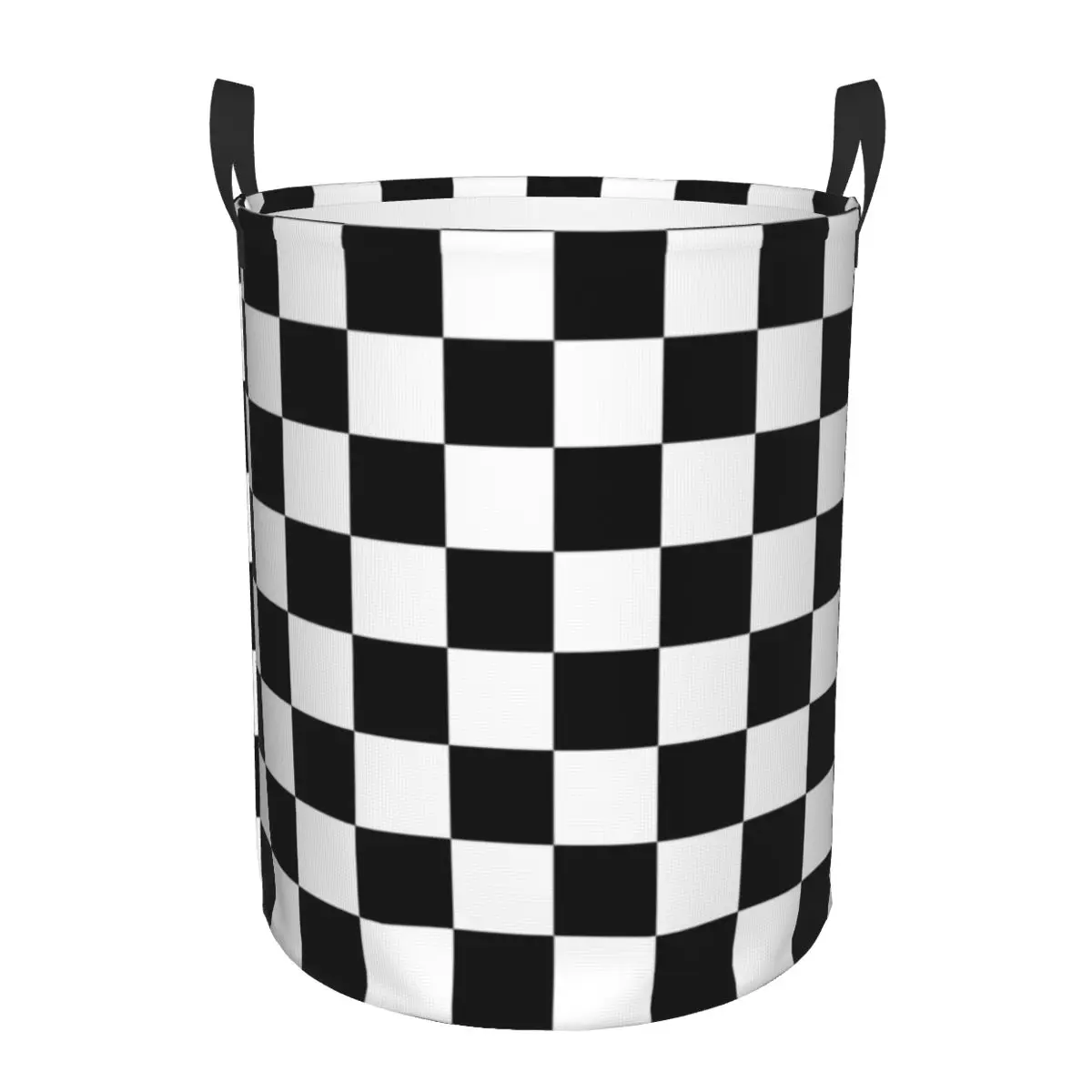 Black And White Checkerboard Pattern Laundry Basket Collapsible Geometric Tartan Clothing Hamper Toys Organizer Storage Bins