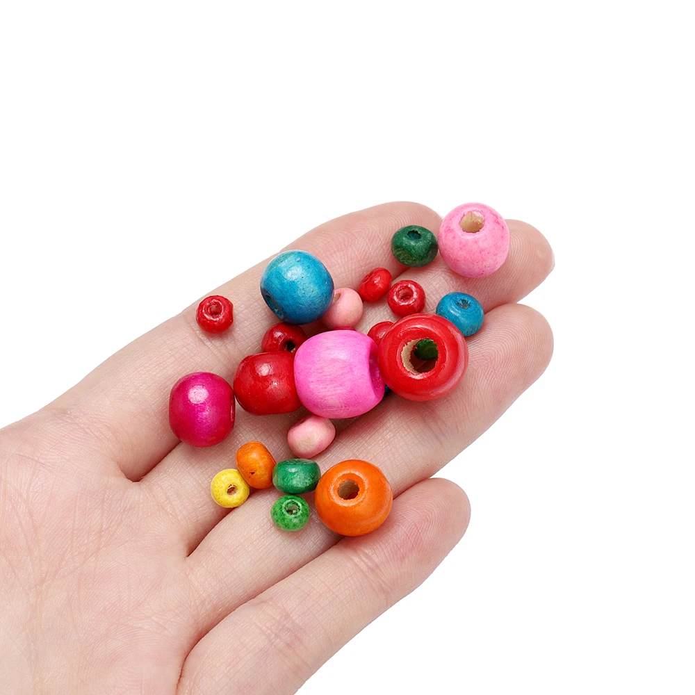 20-100Pcs 5.5-12mm Colorful Natural Wood Beads Round Spacer Wooden Beads for DIY Bracelet Necklace Jewelry Making Accessories